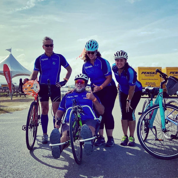 Niki with her Bike to the Bay team, including a rider on a handcycle