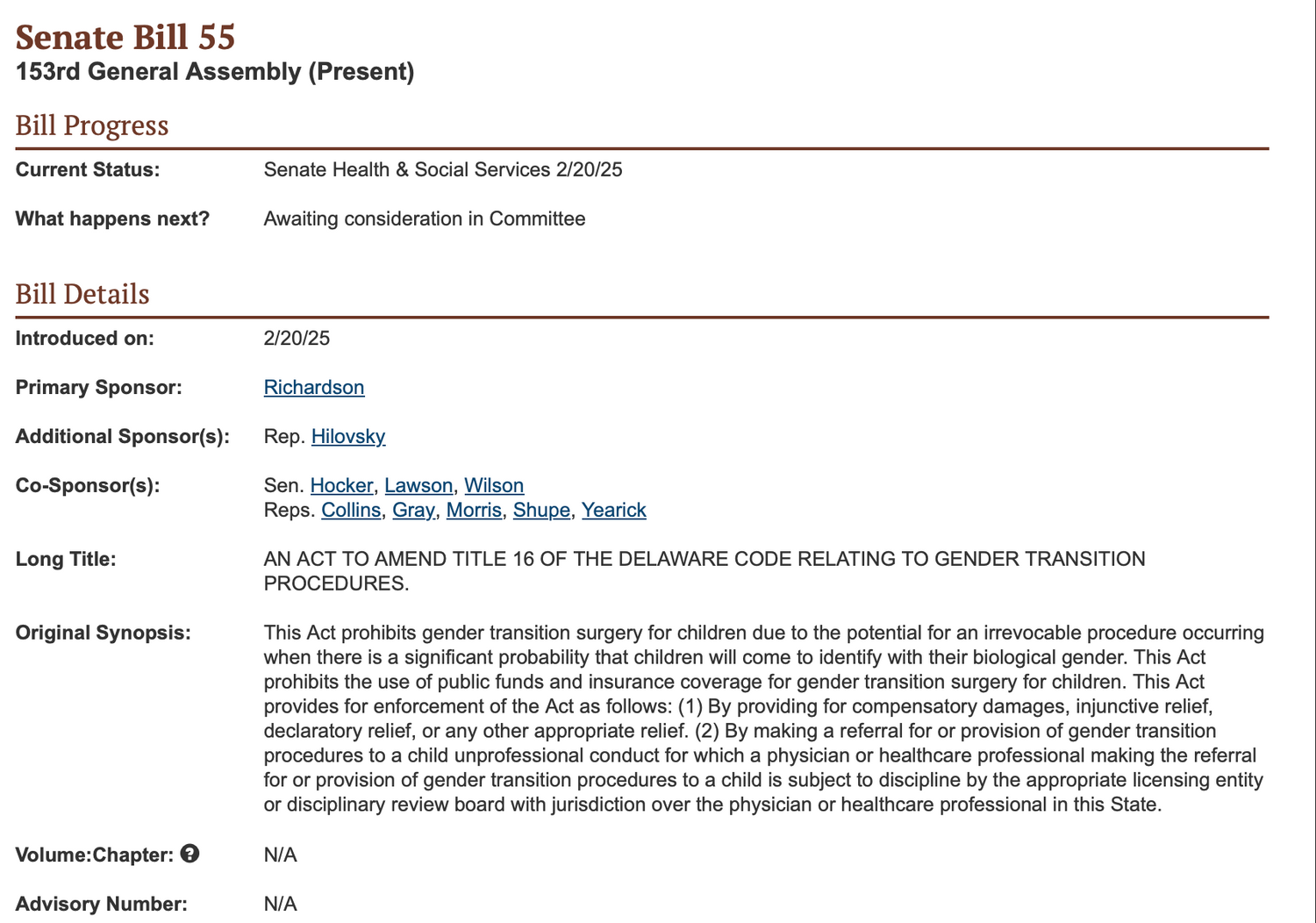 The Urgent Need to Protect Gender-Affirming Care: A Psychological Perspective on Delaware's Senate Bill 55