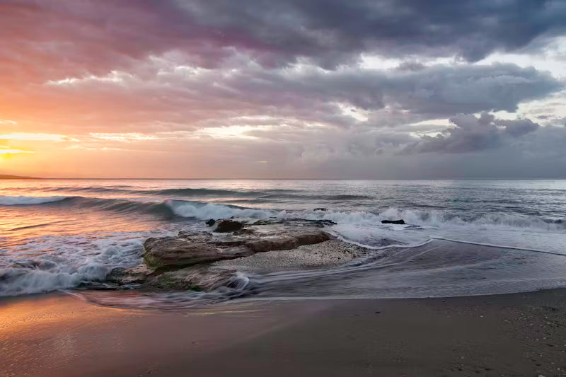 Quiet shoreline at dusk